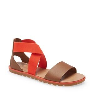 SOREL Ella Ii stappy Sandal Signal Red tan size 7.5